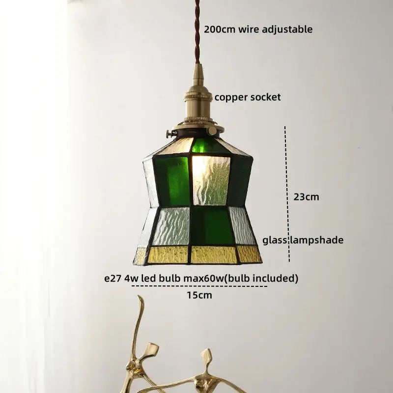 Vintage amber glass led pendant light for dining room