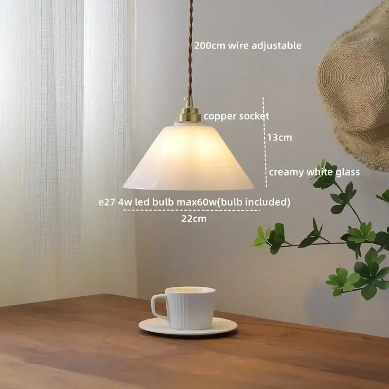 Vintage amber glass led pendant light for dining room
