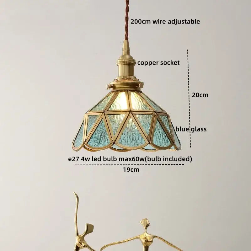 Vintage amber glass led pendant light for dining room