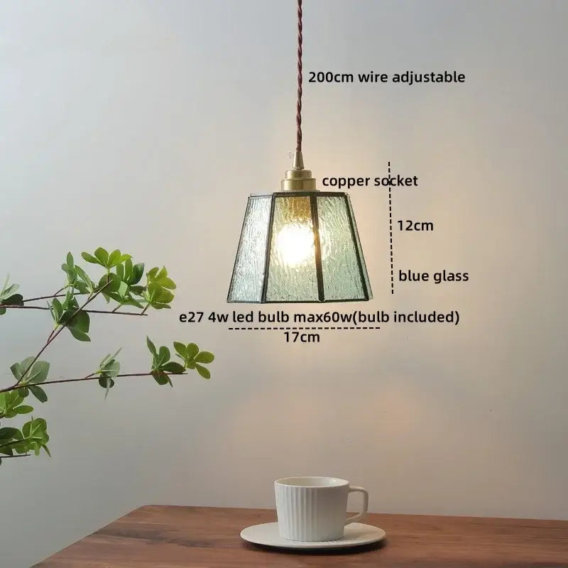 Vintage amber glass led pendant light for dining room