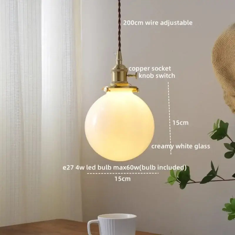 Vintage amber glass led pendant light for dining room