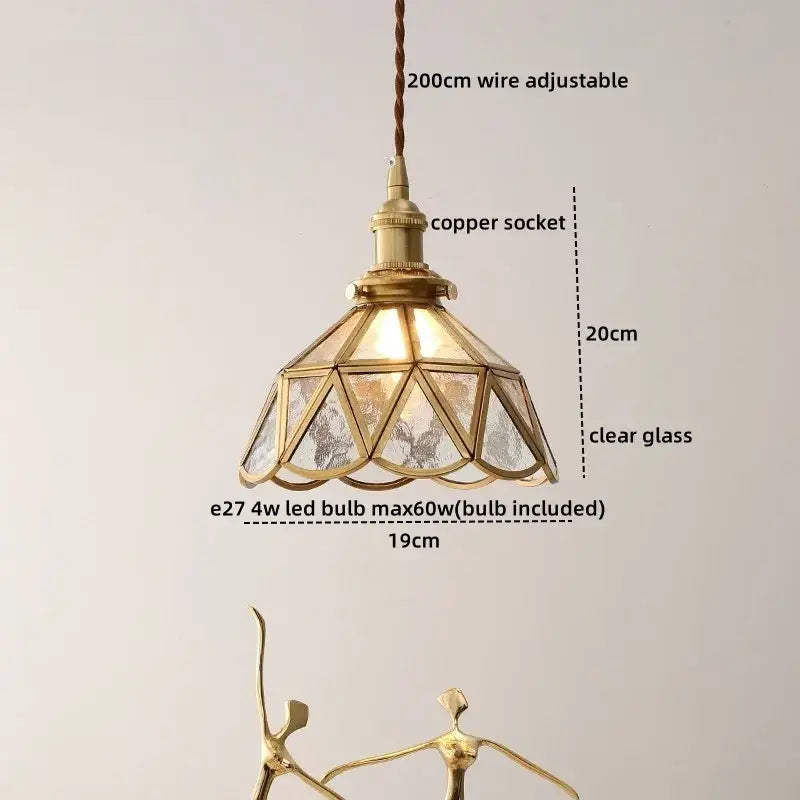 Vintage amber glass led pendant light for dining room