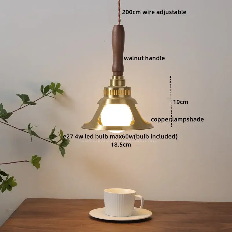 Decorbites amber glass led pendant light with walnut dining room