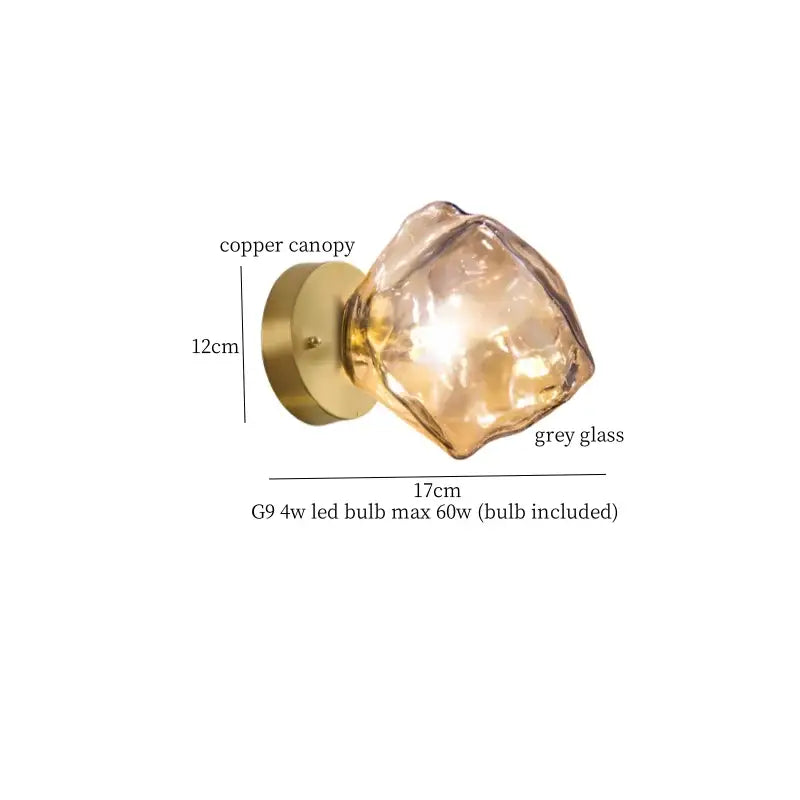 Vintage gold amber glass led wall lights bedroom sconce