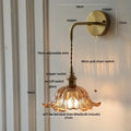 Antique brass amber flower glass led wall sconce bedroom light