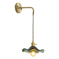 Antique brass amber glass led wall sconce for bedroom lighting