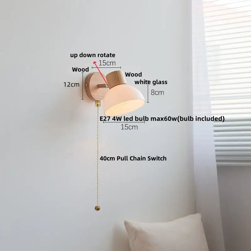 Modern amber glass led wall sconce wood stair light bedroom