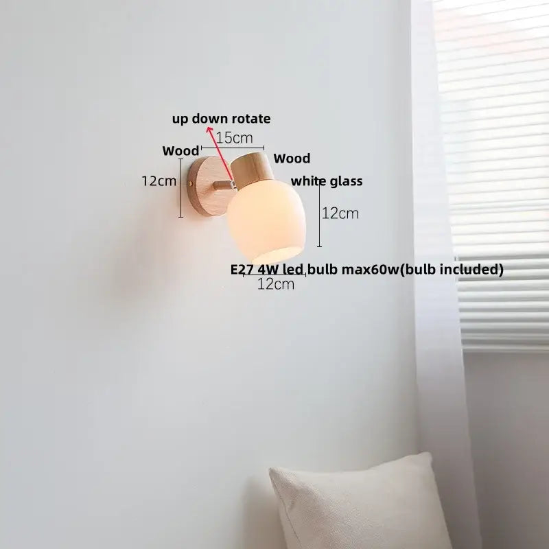 Modern amber glass led wall sconce wood stair light bedroom