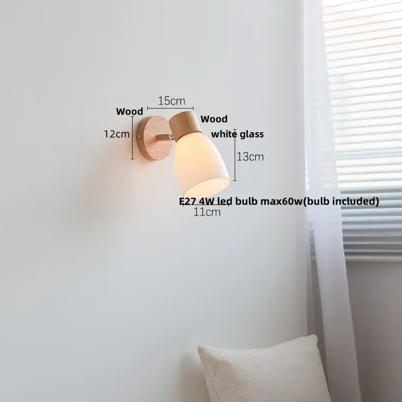 Modern amber glass led wall sconce wood stair light bedroom