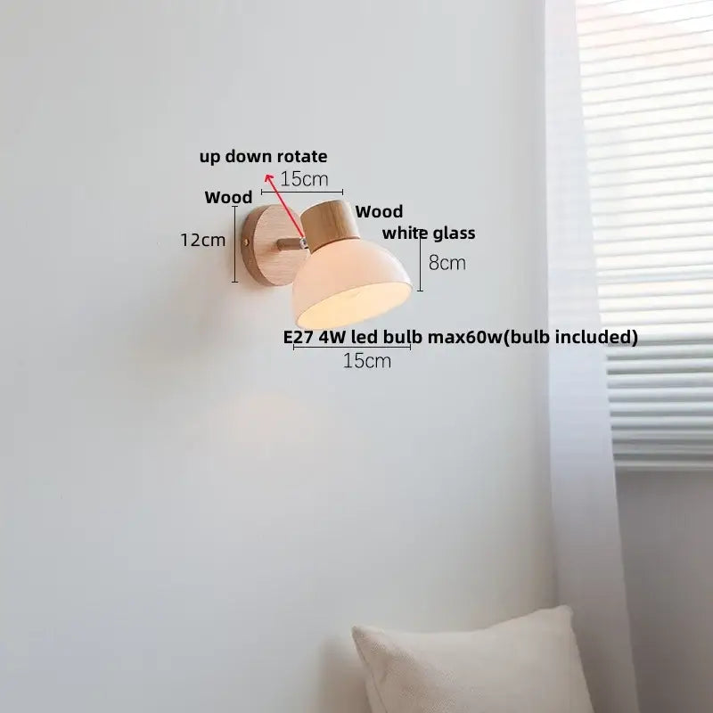 Modern amber glass led wall sconce wood stair light bedroom