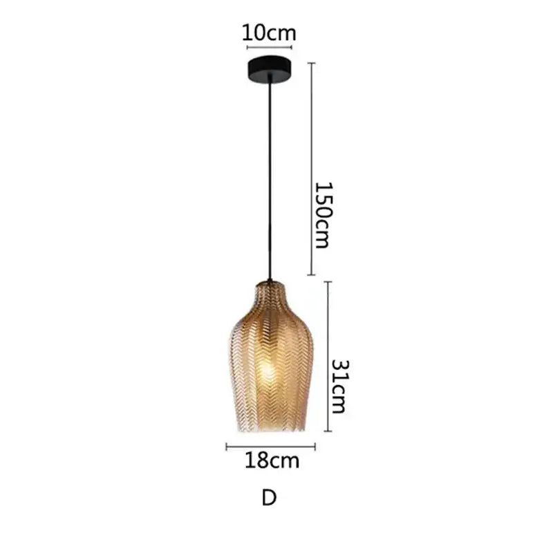 Woven gold chevron glass pendant lights for kitchen dining room