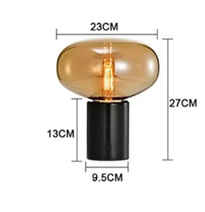 Modern smoky gray & amber glass table lamp living room light
