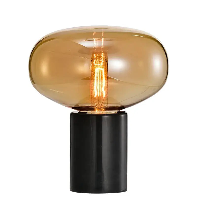 Modern smoky gray & amber glass table lamp living room light
