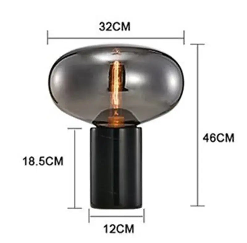Modern smoky gray & amber glass table lamp living room light