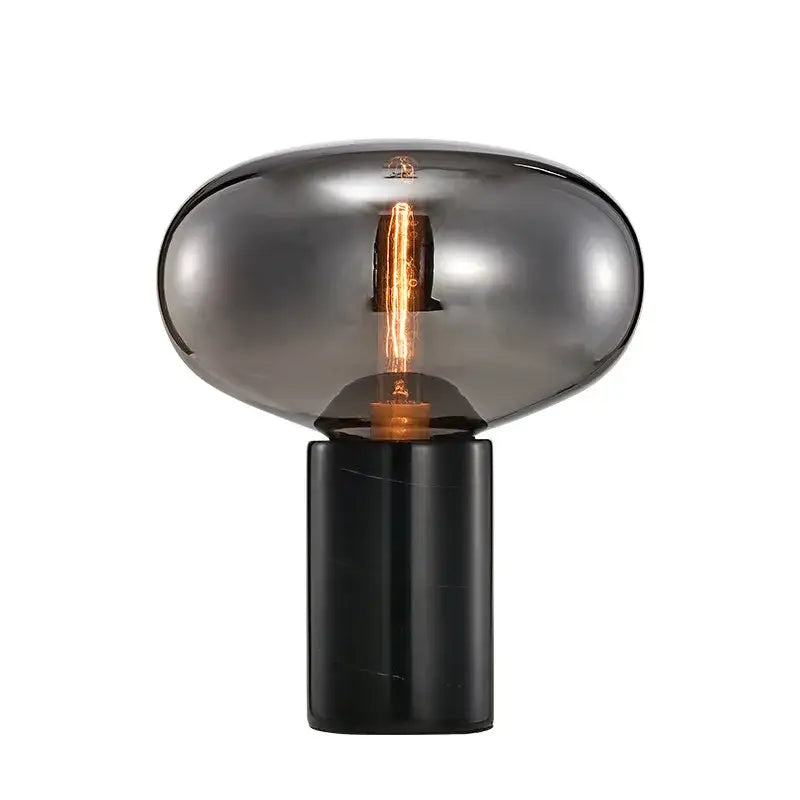 Modern smoky gray & amber glass table lamp living room light
