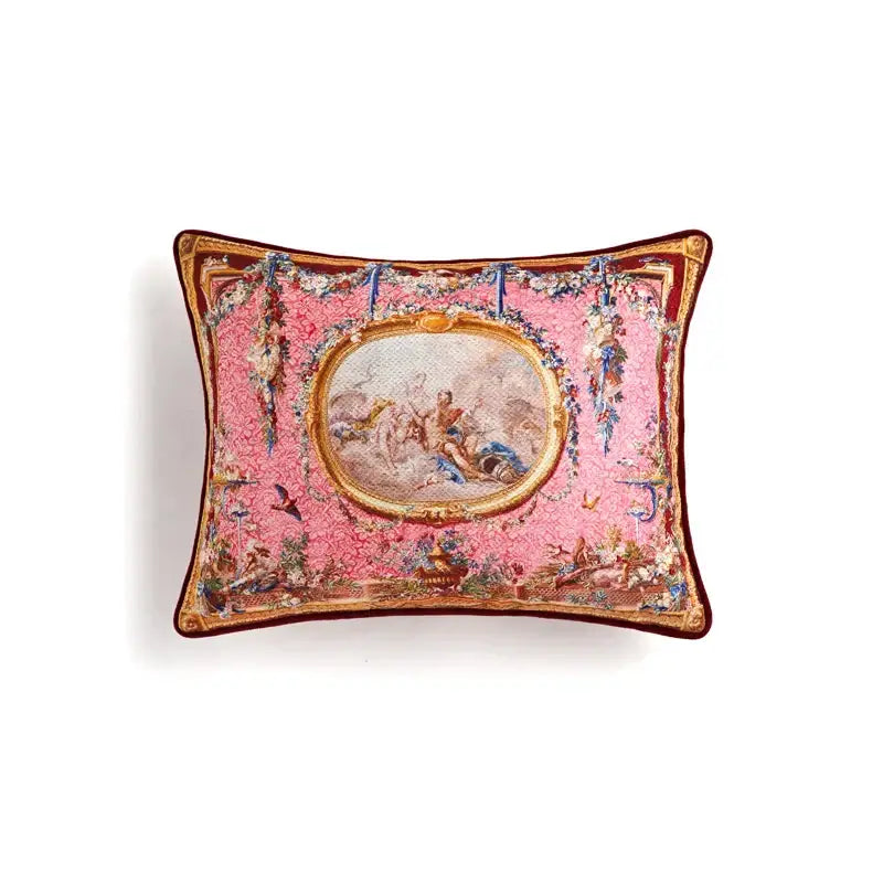 Pink ancient art vintage revival baroque cushion covers bedroom set of 2