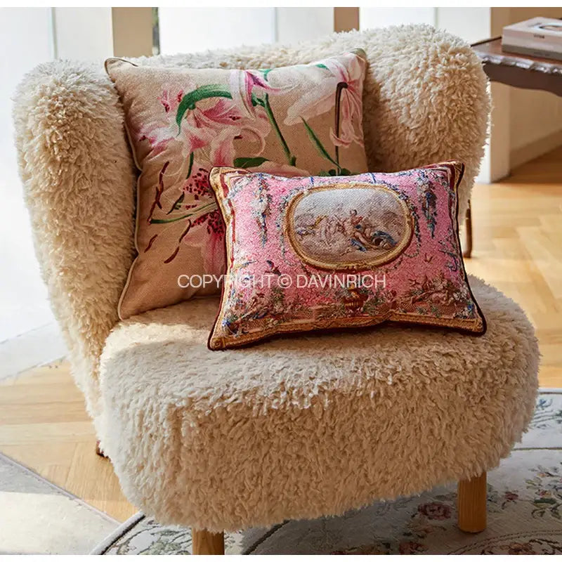 Pink ancient art vintage revival baroque cushion covers bedroom set of 2