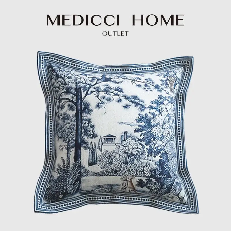 Ancient indigo jungle cushion covers blue & white living room pillow