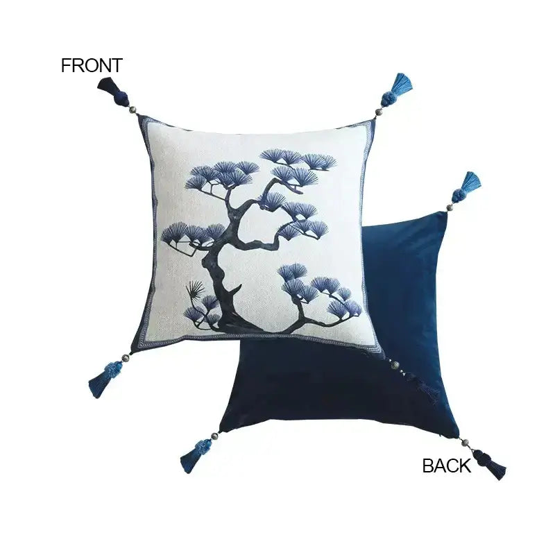 Ancient indigo jungle cushion covers blue & white living room pillow