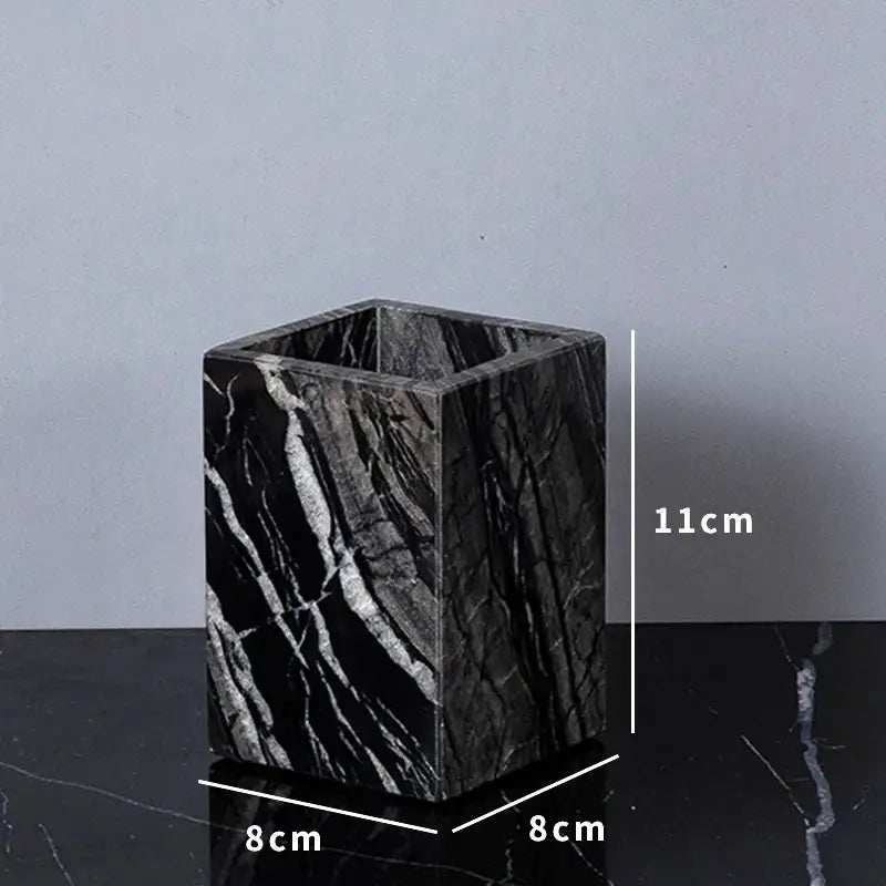Modern black & gold ancient wood grain marble bathroom set