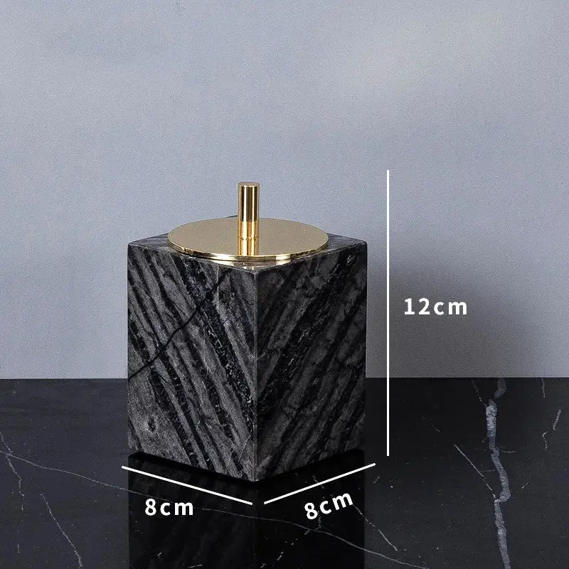 Modern black & gold ancient wood grain marble bathroom set