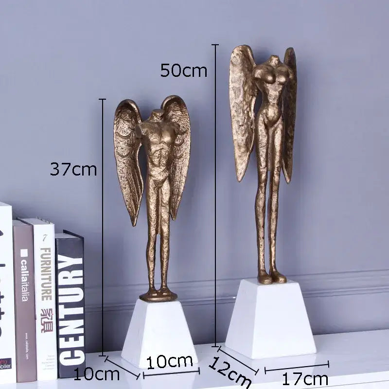 Matte black angel abstract figures living room statues