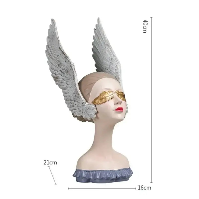 White and gold angel girl statue bedroom decor sculptures