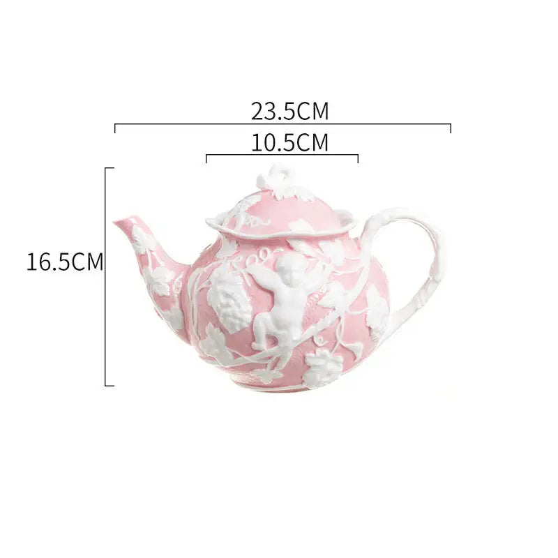 Angel relief ceramic tableware set white floral coffee cups dining room