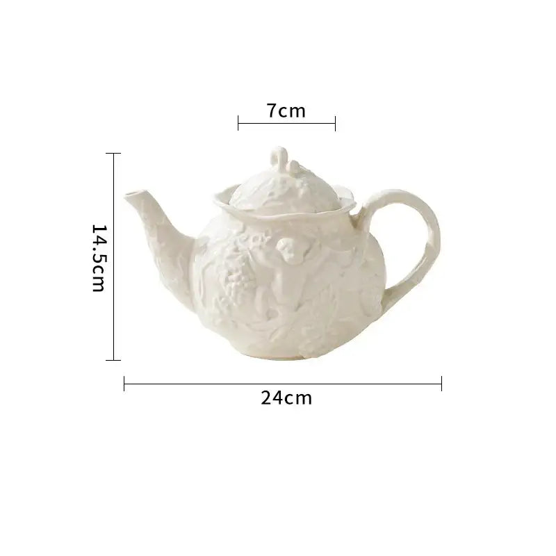 Angel relief ceramic tableware set white floral coffee cups dining room