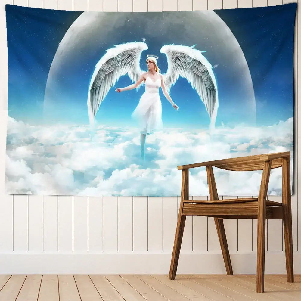 Bohemian angel blue moon tapestry wall hanging bedroom decor