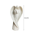 Serene white angel wing girl resin statue living room decor