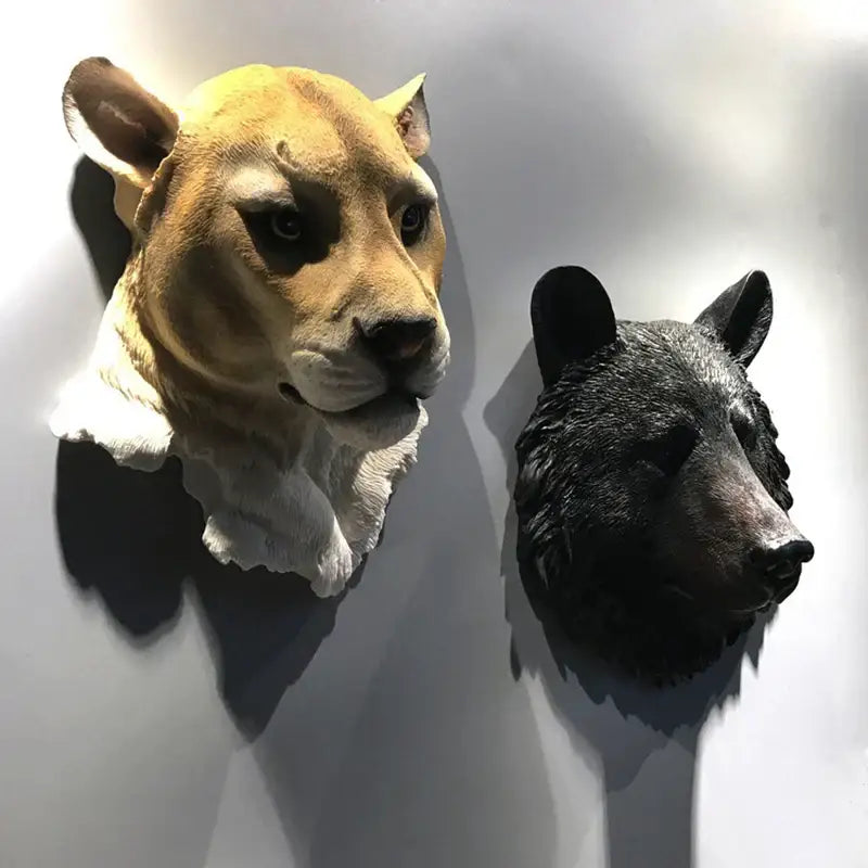 Bronze wildlife animal head wall hook rack living room decor