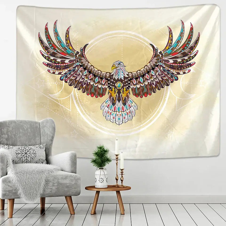 Tribal owl animal mandala tapestry – bedroom wall hanging blanket