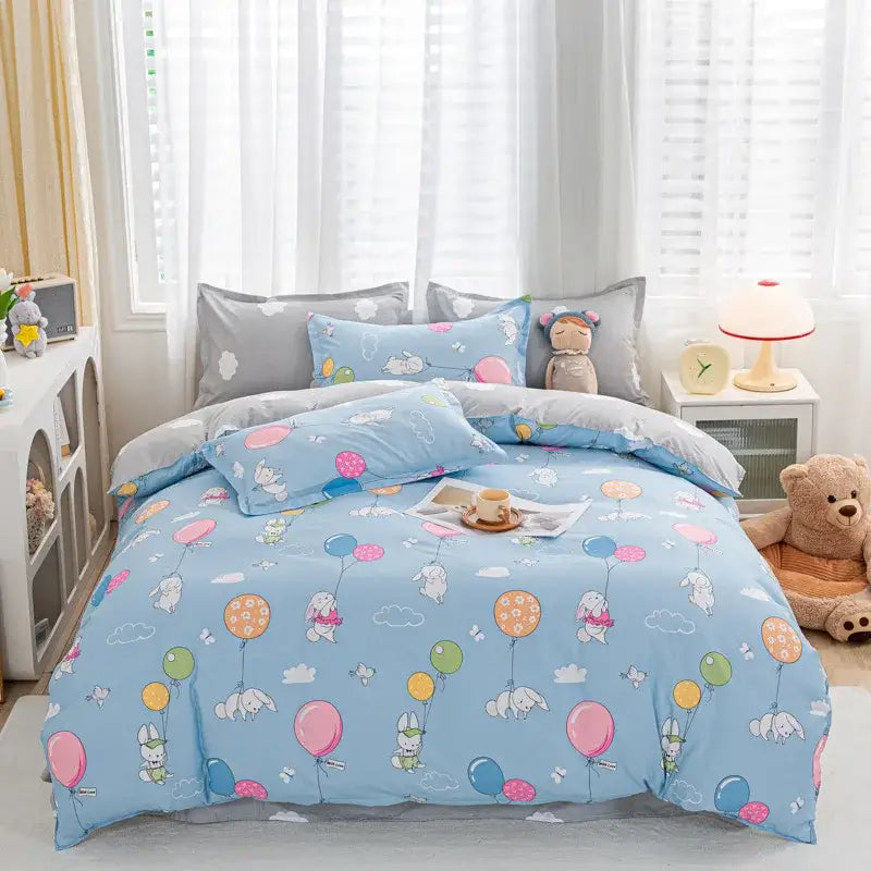 Playful white & black animal pattern bedding set bedroom duvet cover