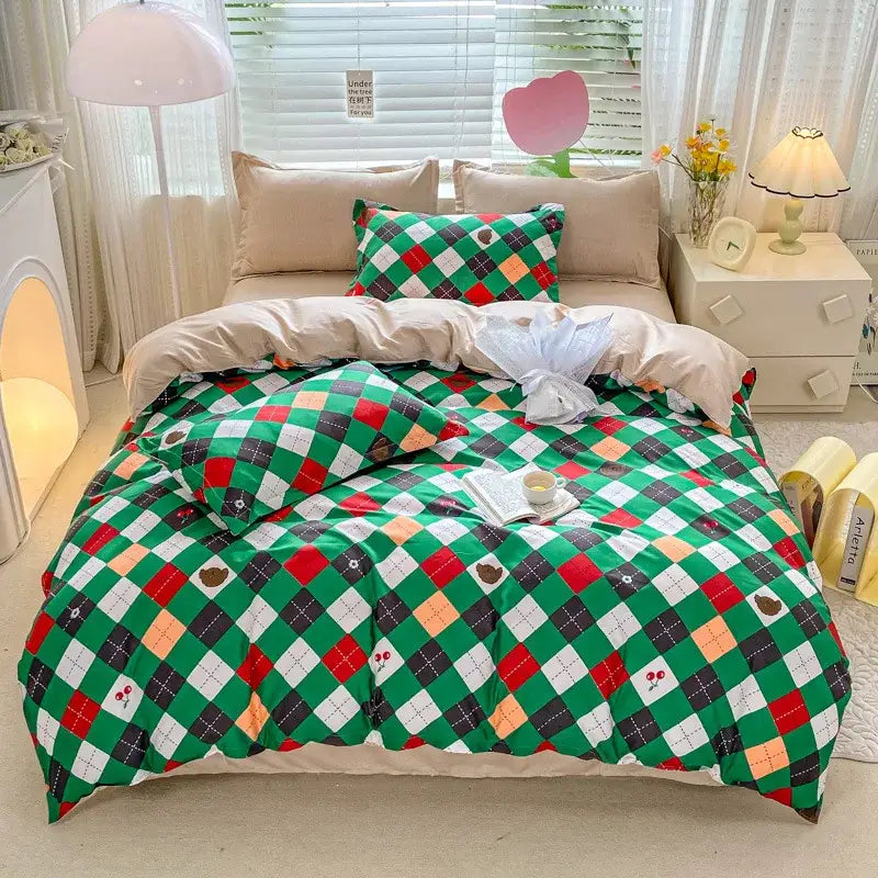 Playful white & black animal pattern bedding set bedroom duvet cover