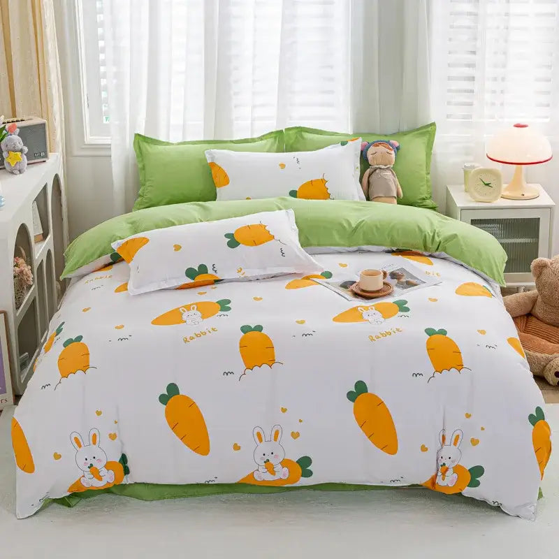 Playful white & black animal pattern bedding set bedroom duvet cover