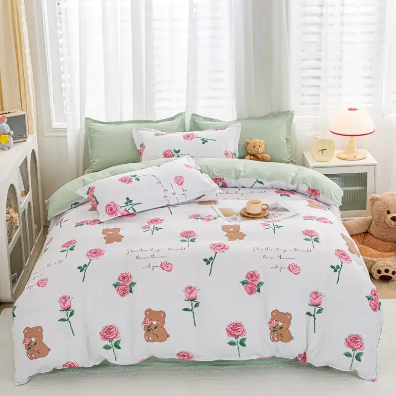 Playful white & black animal pattern bedding set bedroom duvet cover