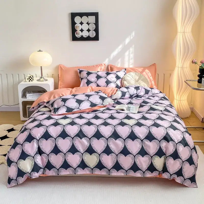 Playful white & black animal pattern bedding set bedroom duvet cover