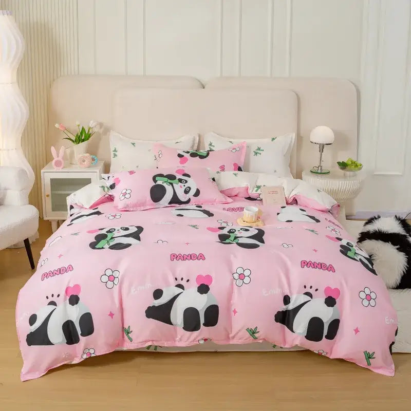 Playful white & black animal pattern bedding set bedroom duvet cover