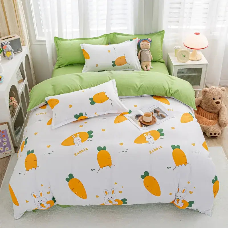 Playful white & black animal pattern bedding set bedroom duvet cover