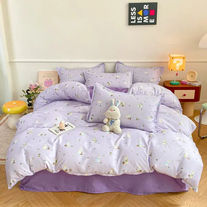 Playful white & black animal pattern bedding set bedroom duvet cover