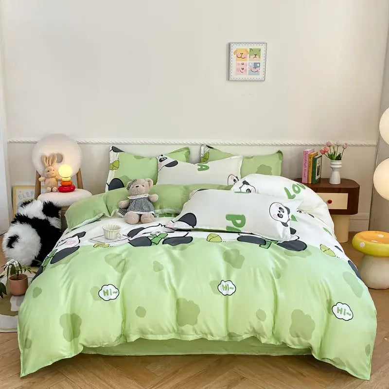 Playful white & black animal pattern bedding set bedroom duvet cover