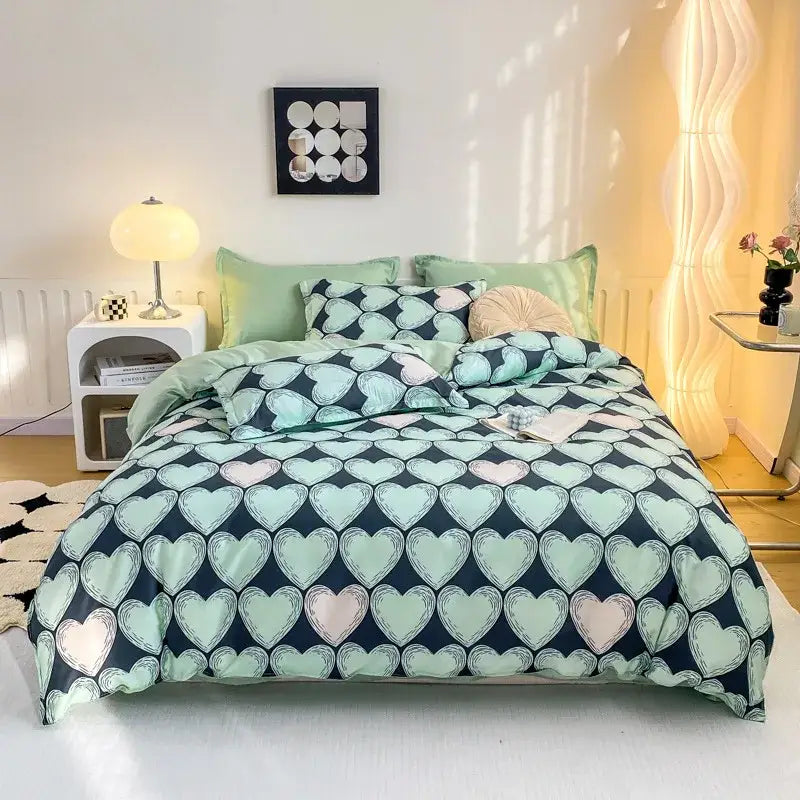 Playful white & black animal pattern bedding set bedroom duvet cover