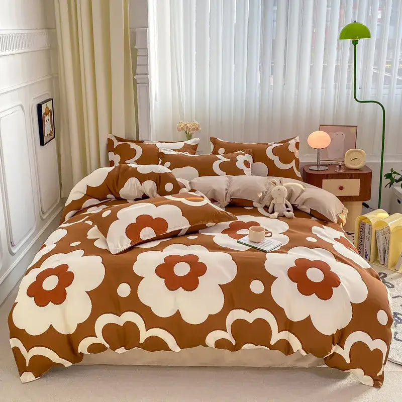 Playful white & black animal pattern bedding set bedroom duvet cover