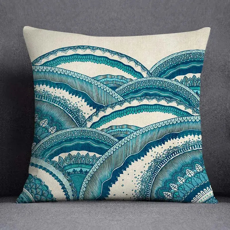 Modern teal & green nature pattern decorative pillowcase living room