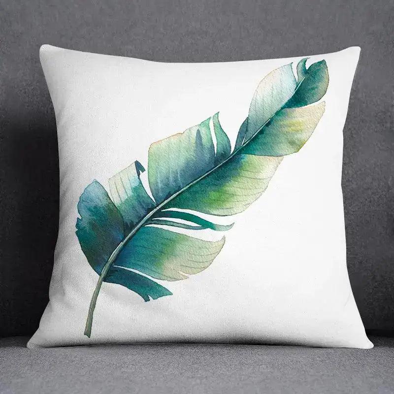 Modern teal & green nature pattern decorative pillowcase living room