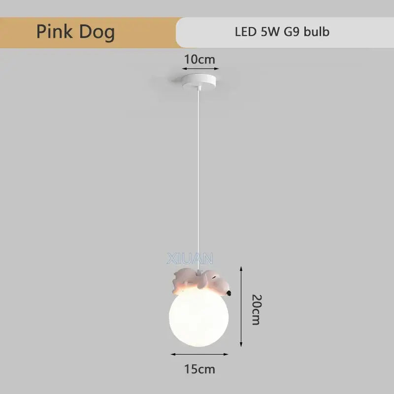 Gray animal resin pendant lamps for children's bedroom