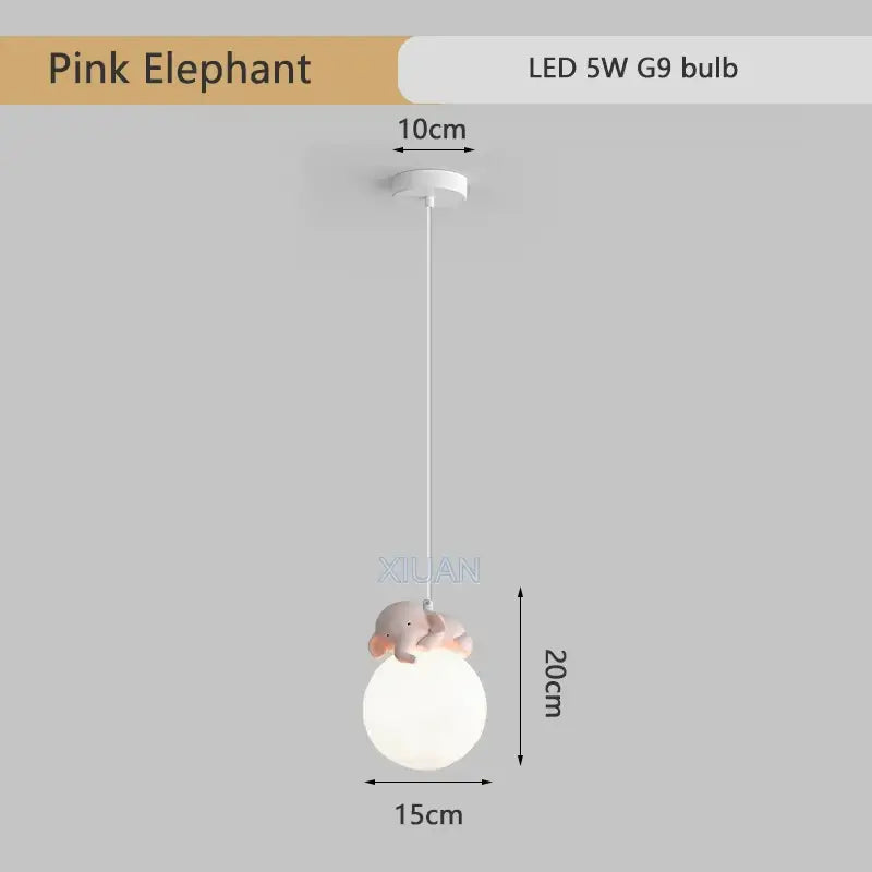 Gray animal resin pendant lamps for children's bedroom