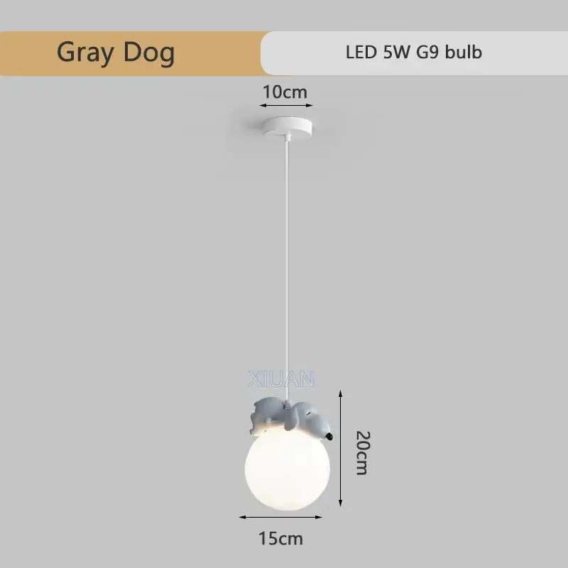 Gray animal resin pendant lamps for children's bedroom