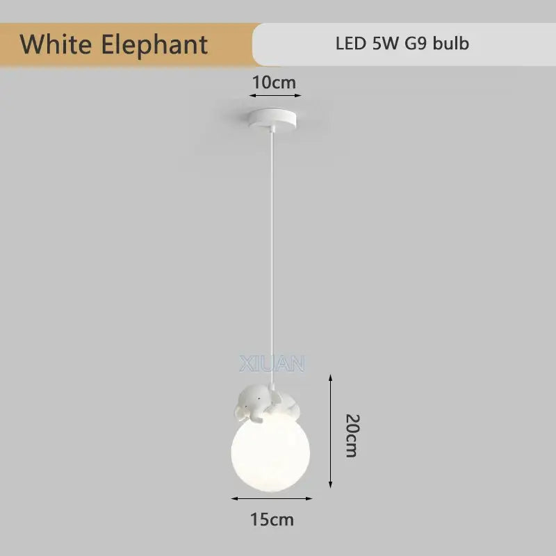 Gray animal resin pendant lamps for children's bedroom